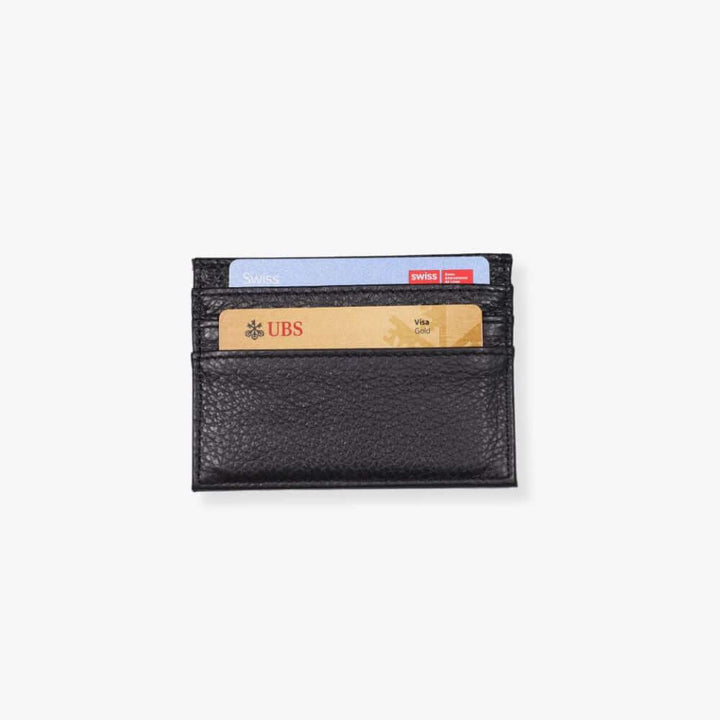 Black card holder with real credit cards