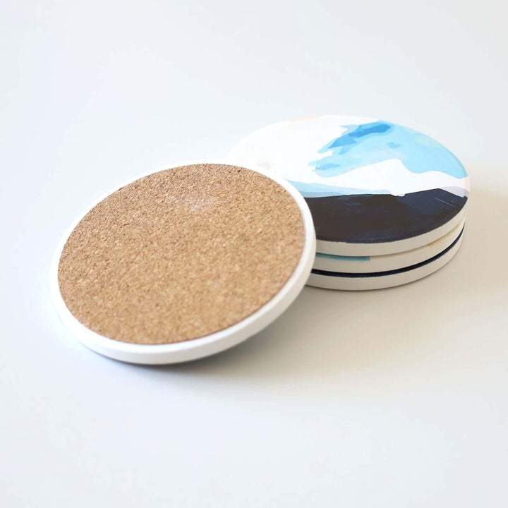This image shows that the ceramic coasters base is cork.