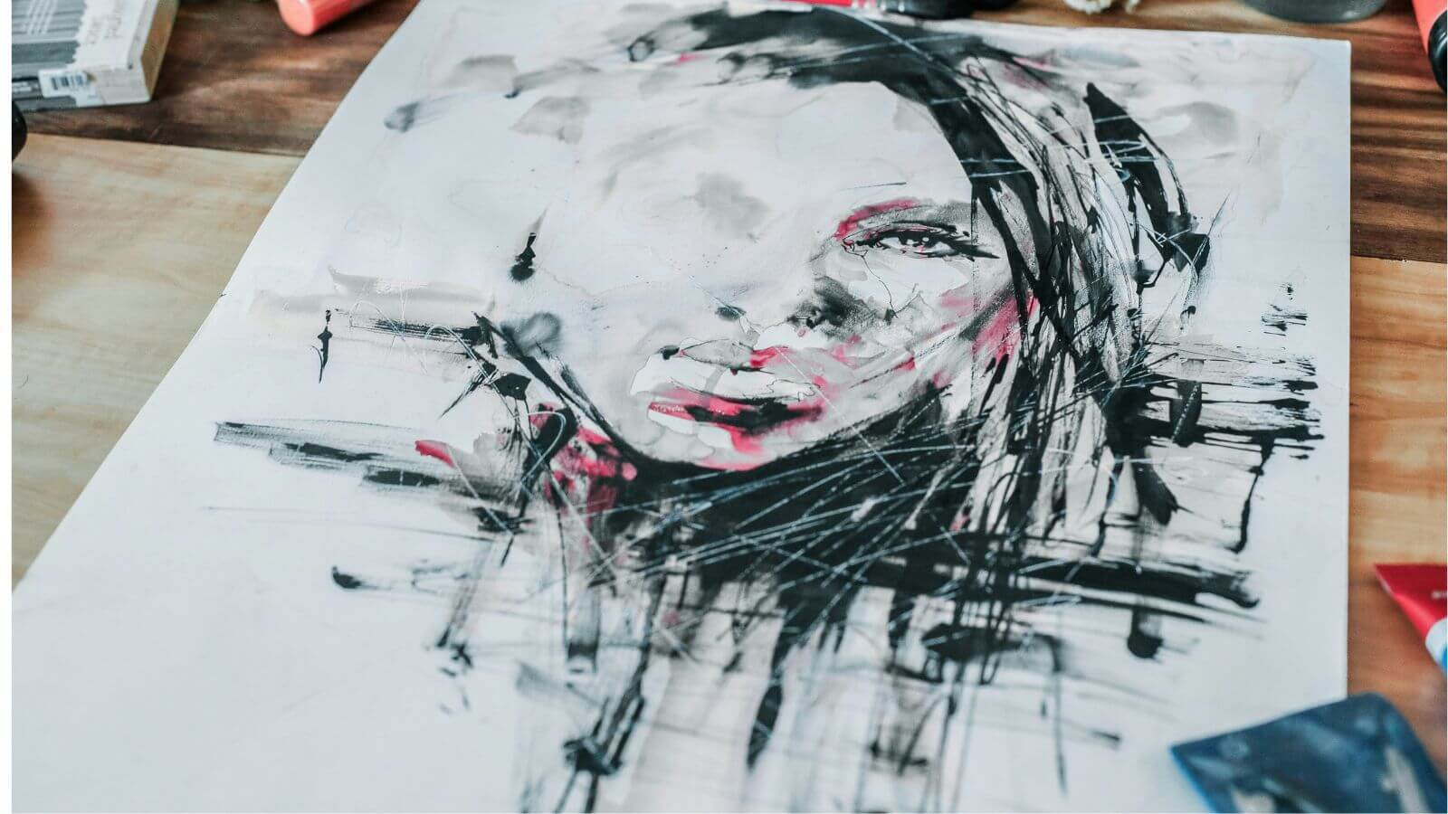 Hand sketch of a woman's face.