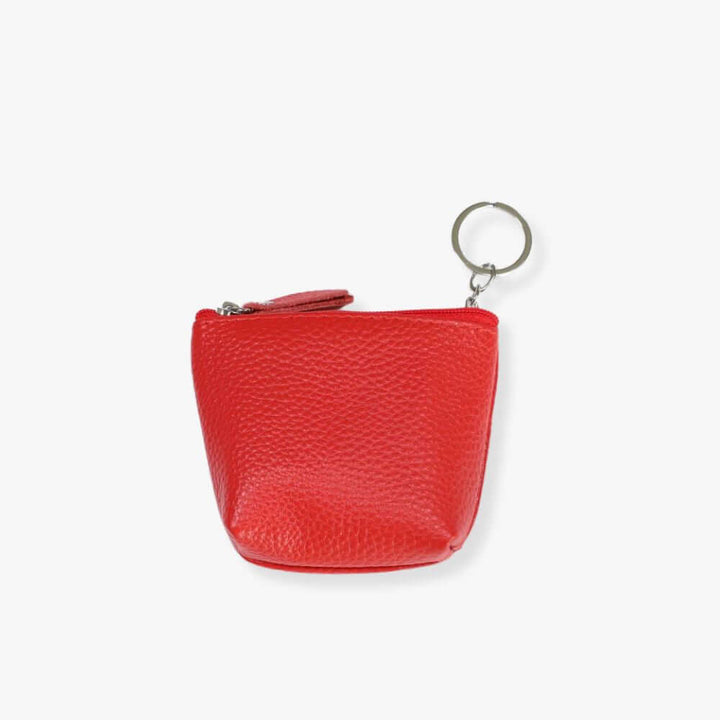 Red pebbled leather key pouch.