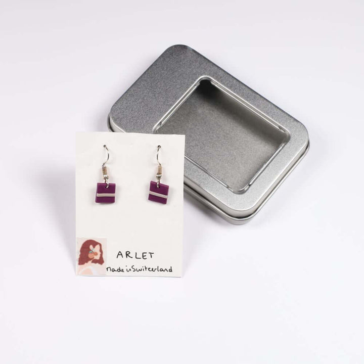 Pendants d'oreilles Carrés Violets