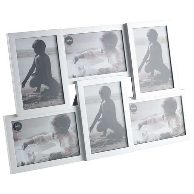 Silver collage picture frame with 6 openings.
