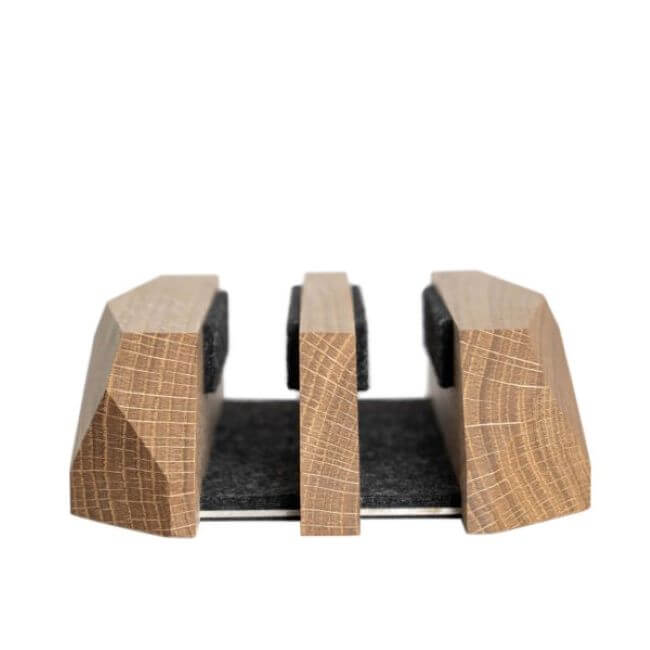 Oak dual vertical laptop stand.