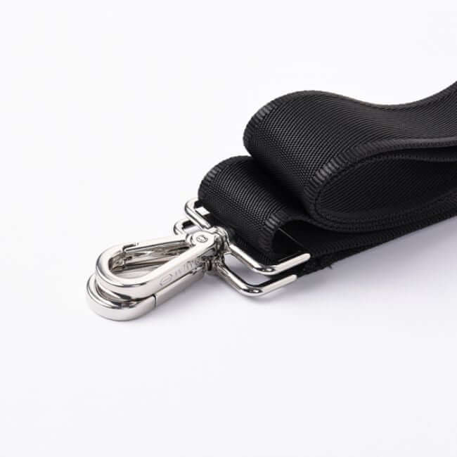 Black strap with metal connectors.