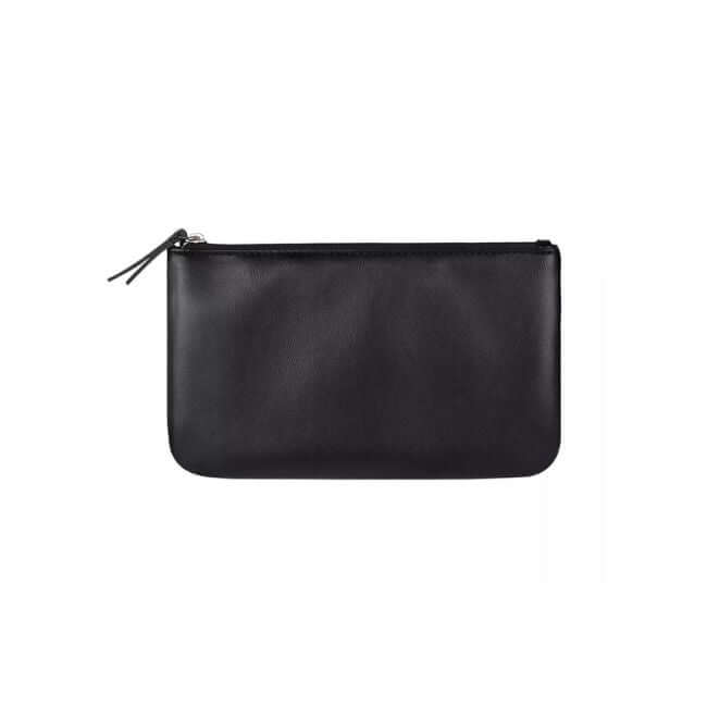 Black PU leather zipper pouch.