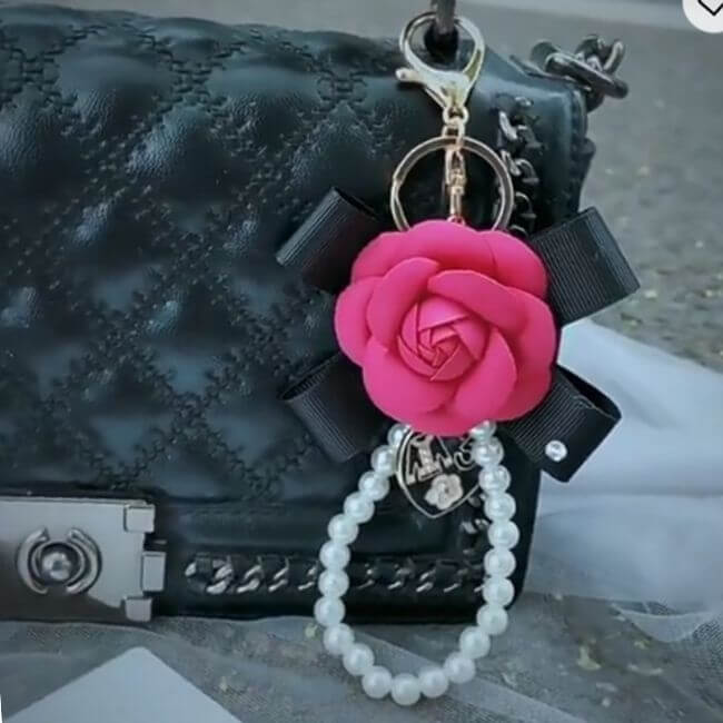 Camélia Bag Charm  - Pink
