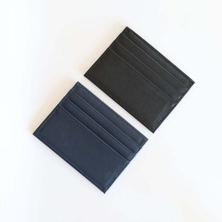 The RFID blocking card holders are offered in blue and gray.