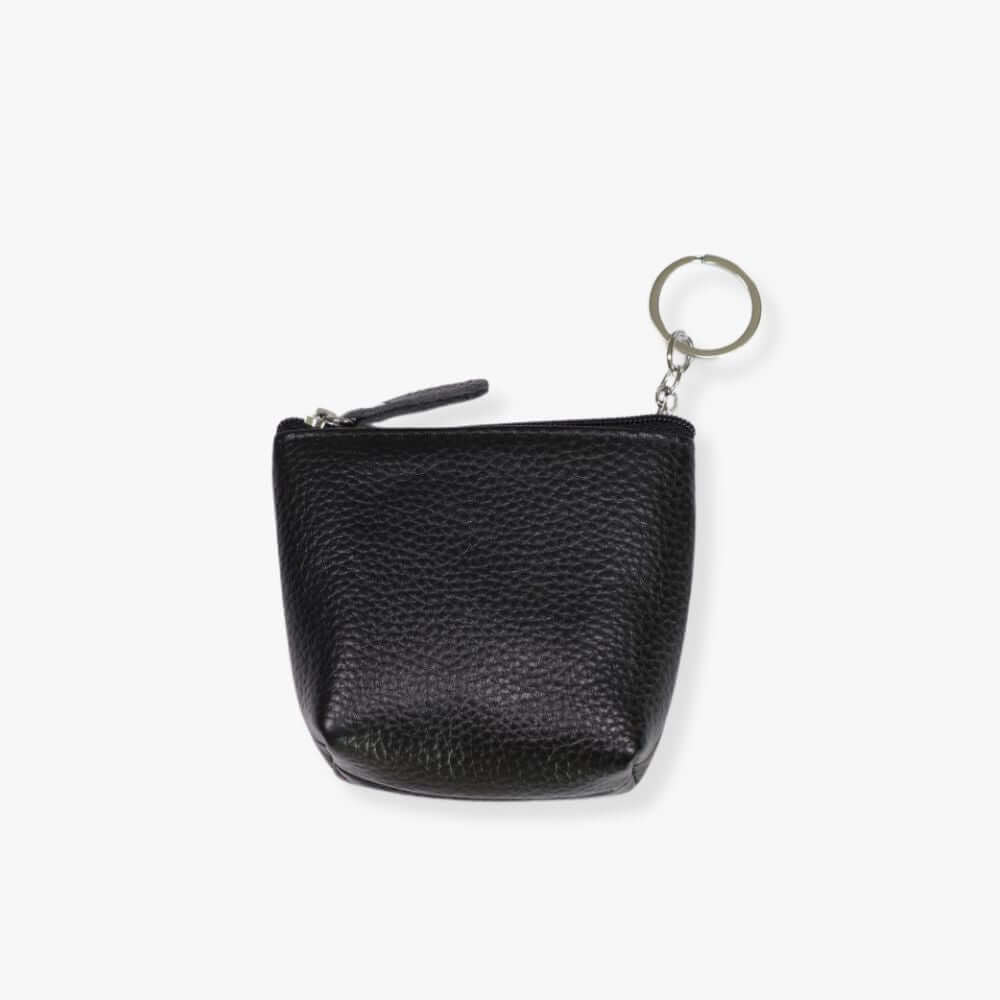 Black pebbled leather key pouch.