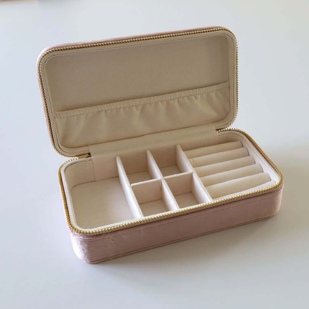 Rectangular Velvet Jewelry Box - Pink