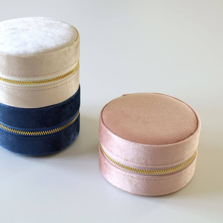 Round Velvet Jewelry Box - Pink