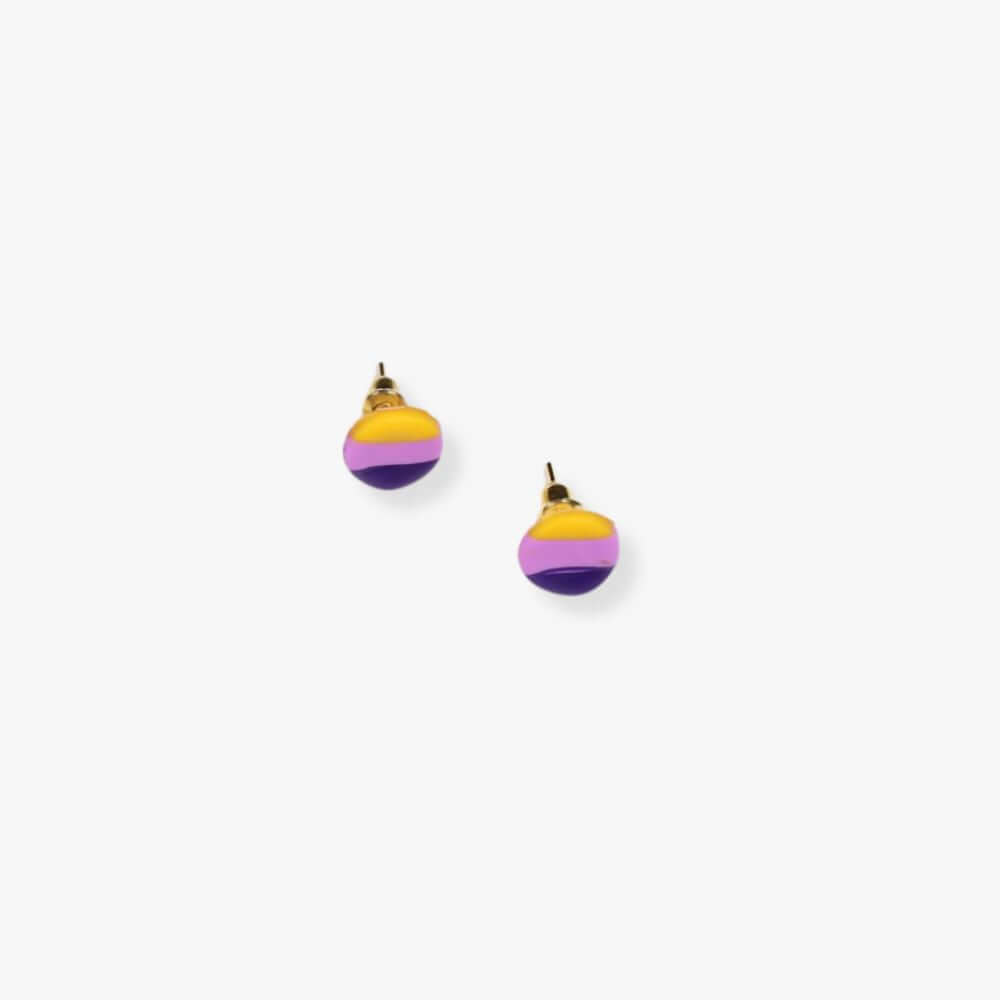 Stud earrings with colorful stripes.