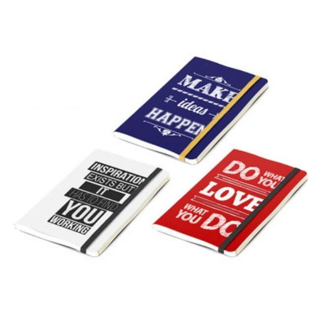 Set of 3 inspiration notebooks featuring a motivational quote on their cover.