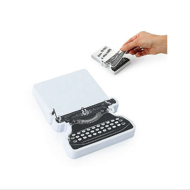 Sticky notes with the shape of a typewriter.
