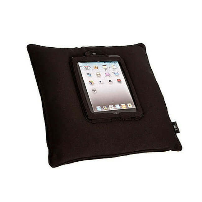 Square black tablet pillow.